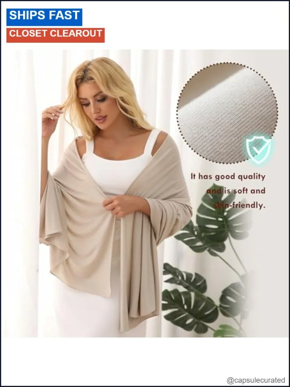 Tencel Wool Spandex Pashmina Shawl Wrap UPF 50 Travel Blanket Scarf